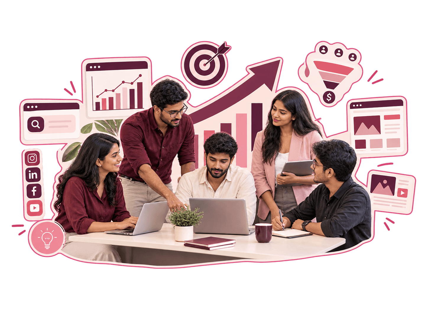 DOWORK digital marketing team working together on strategy, content and growth